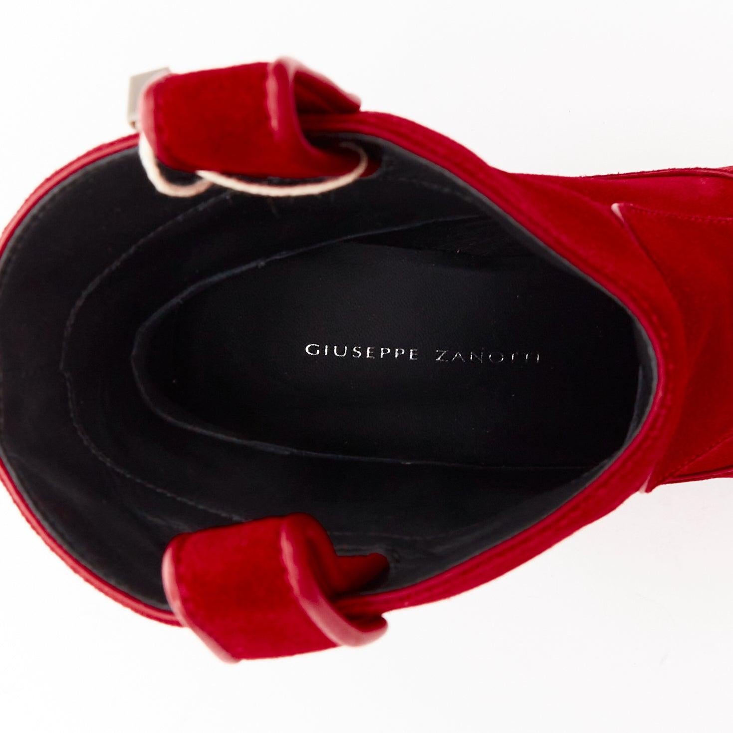 GIUSEPPE ZANOTTI Elna 55 bottes de cow-boy western en cuir velours rouge EU36 en vente 4