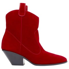 GIUSEPPE ZANOTTI Elna 55 bottes de cow-boy western en cuir velours rouge EU36