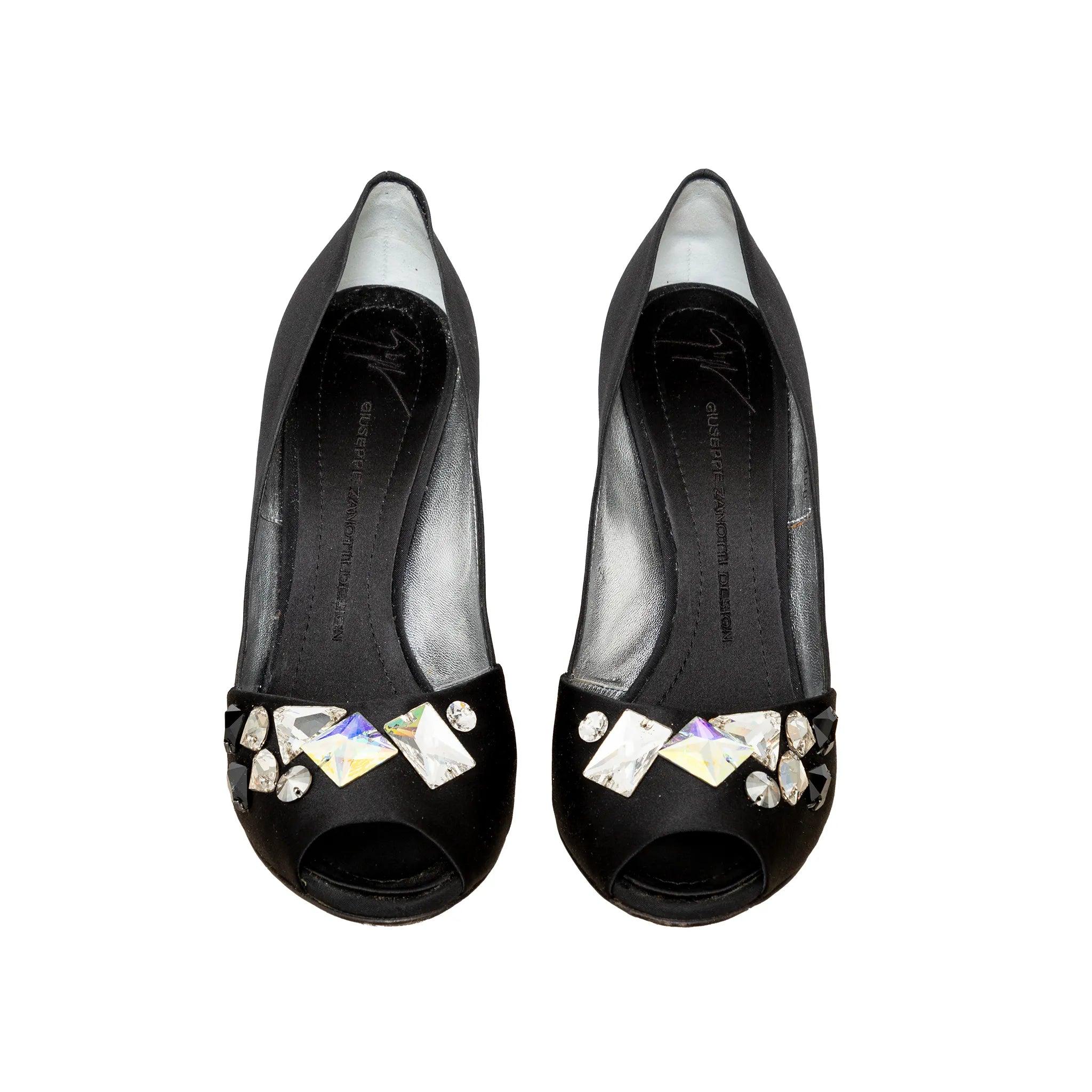 Giuseppe Zanotti Bombas de Satén Embellecedoras - '10s Negro en venta