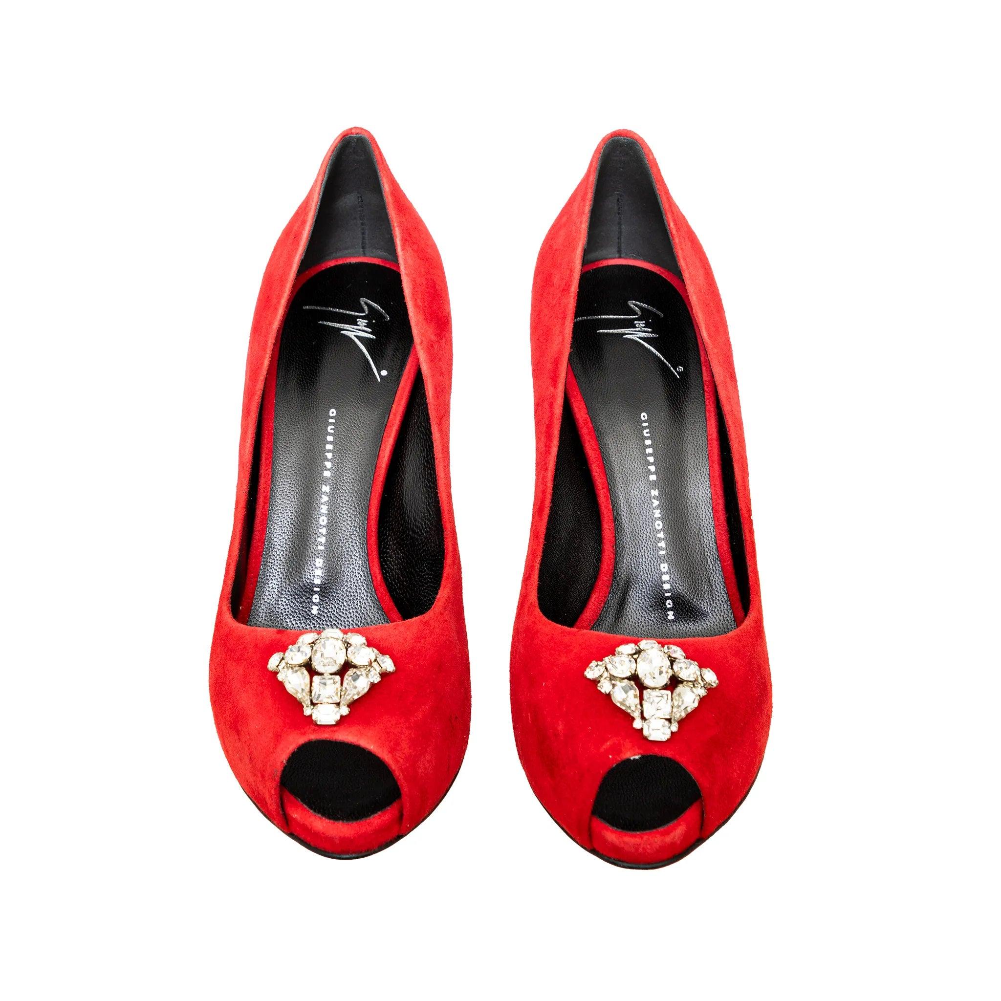 Bombas de ante con adornos Giuseppe Zanotti - Años 10 Rojo en venta