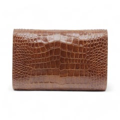 Giuseppe Zanotti Emilee Clutch Shoulder Bag Croc Print Leather in Brown