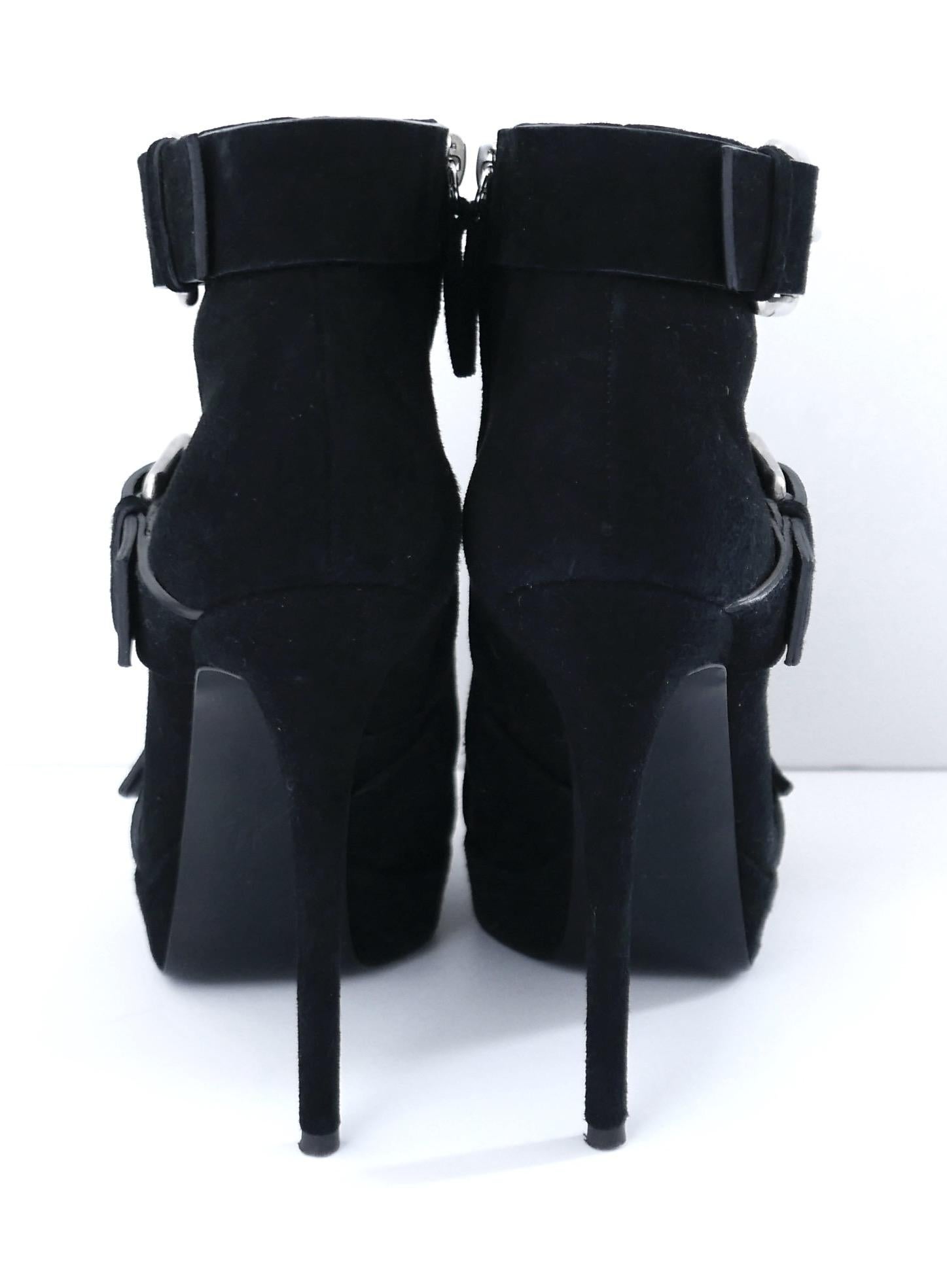 Black Giuseppe Zanotti Emy Buckle Detail Platform Ankle Boots For Sale