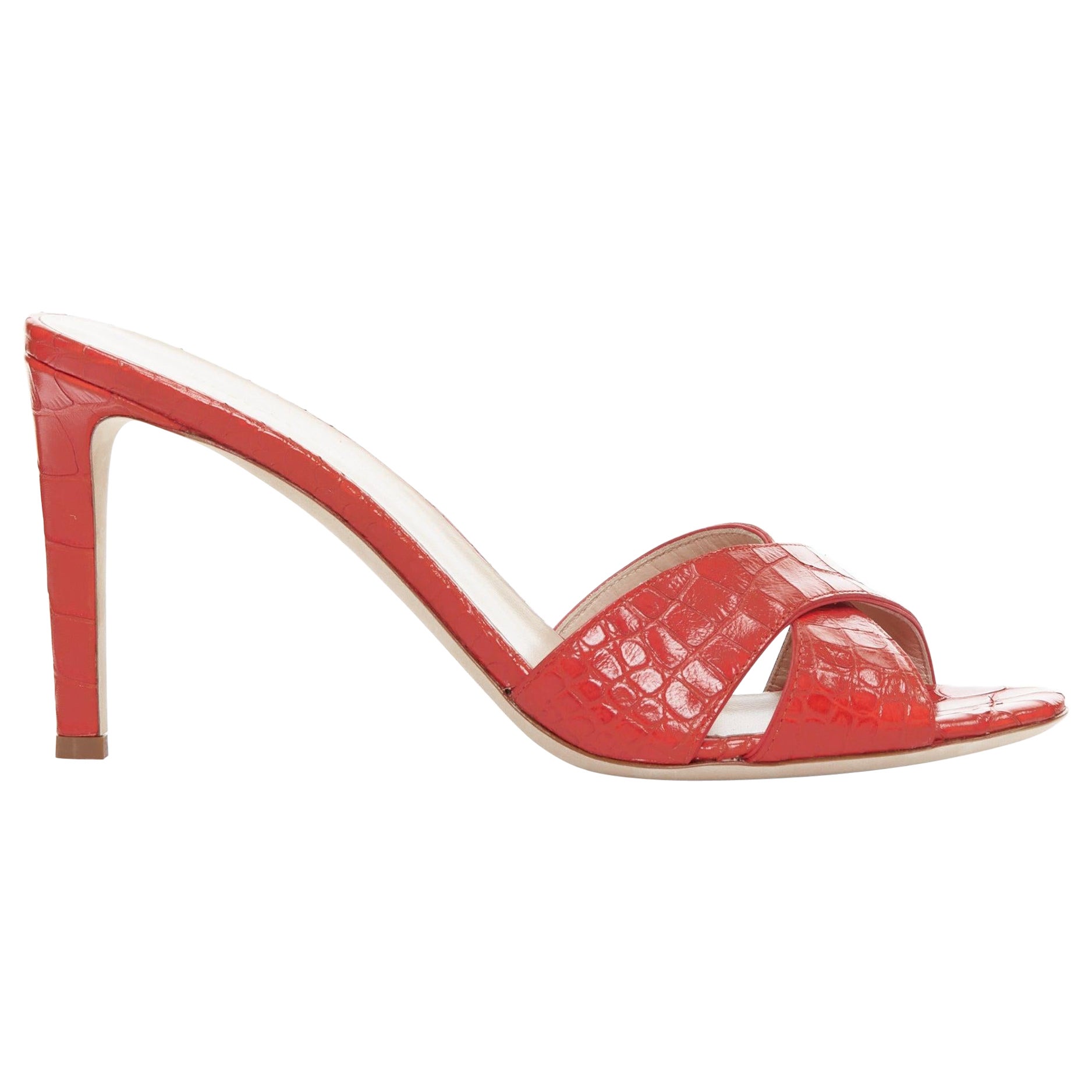 GIUSEPPE ZANOTTI Felicia, sandalo mulo in pelle rossa goffrata, EU39 in vendita