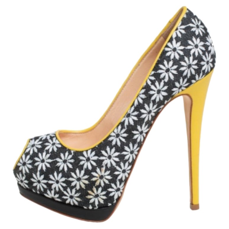 Giuseppe Zanotti escarpins à plateforme en cuir et tissu imprimé floral taille 38