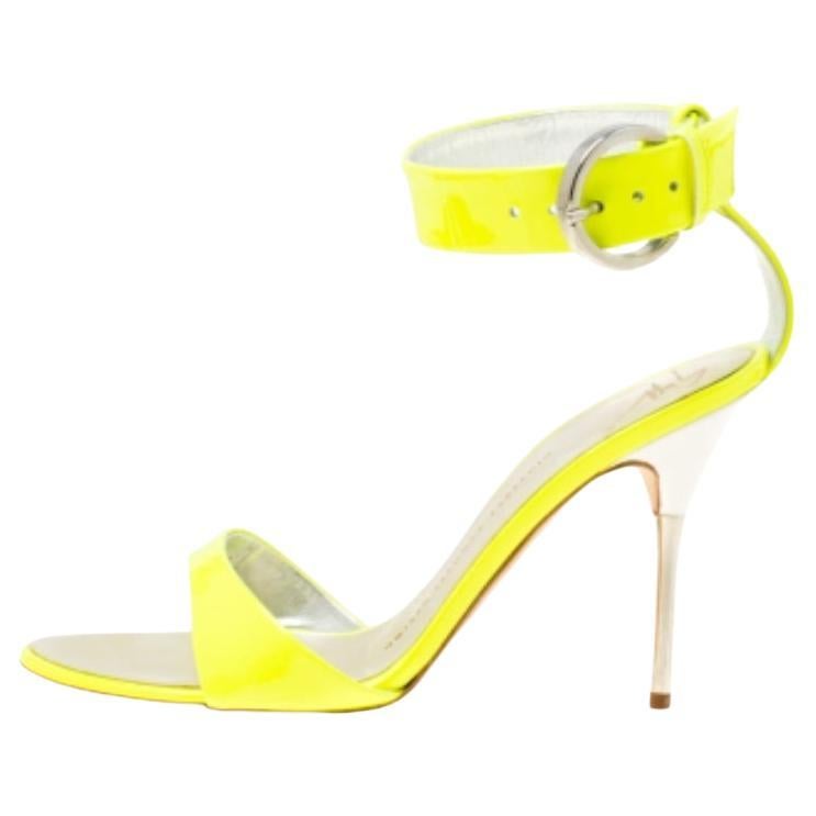 Giuseppe Zanotti Fluorescent Patent Leather Ankle Strap Open Toe Sandals Size 36