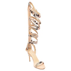 Giuseppe Zanotti for Jenifer Lopez Beige Strappy Gladiator Sandals Size IT 38.5