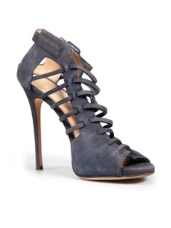 Giuseppe Zanotti for Jennifer Lopez Navy Suede Sandals Size IT 38.5