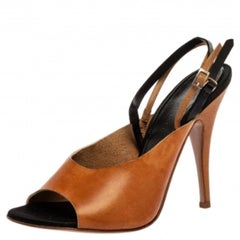 Giuseppe Zanotti For Vionnet Tan And Black Leather Slingback Sandals Size 37