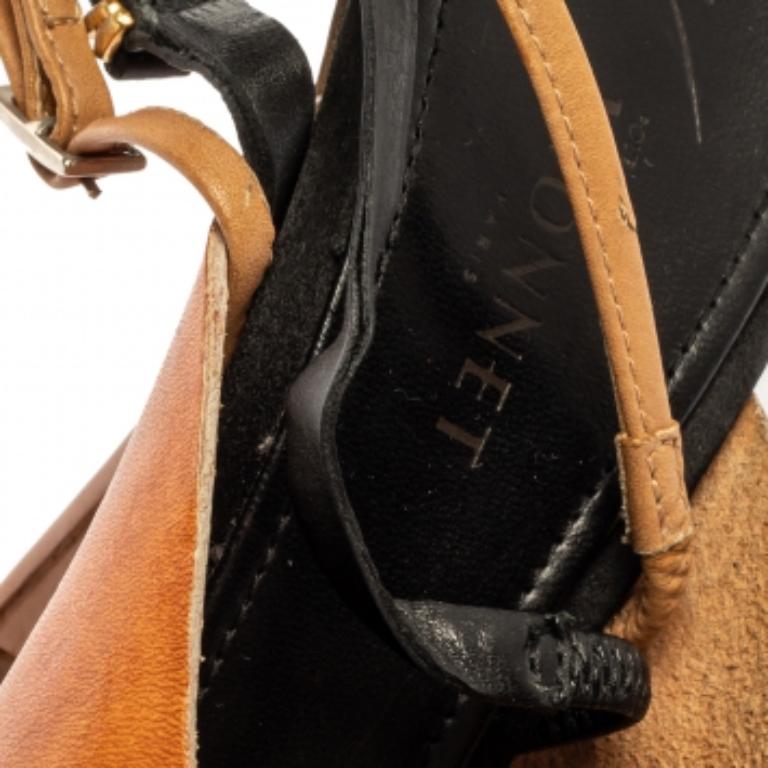 Giuseppe Zanotti For Vionnet Tan And Black Leather Slingback Sandals Size 37 For Sale 2