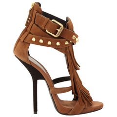 Giuseppe Zanotti Fringed Studded Suede Sandals 