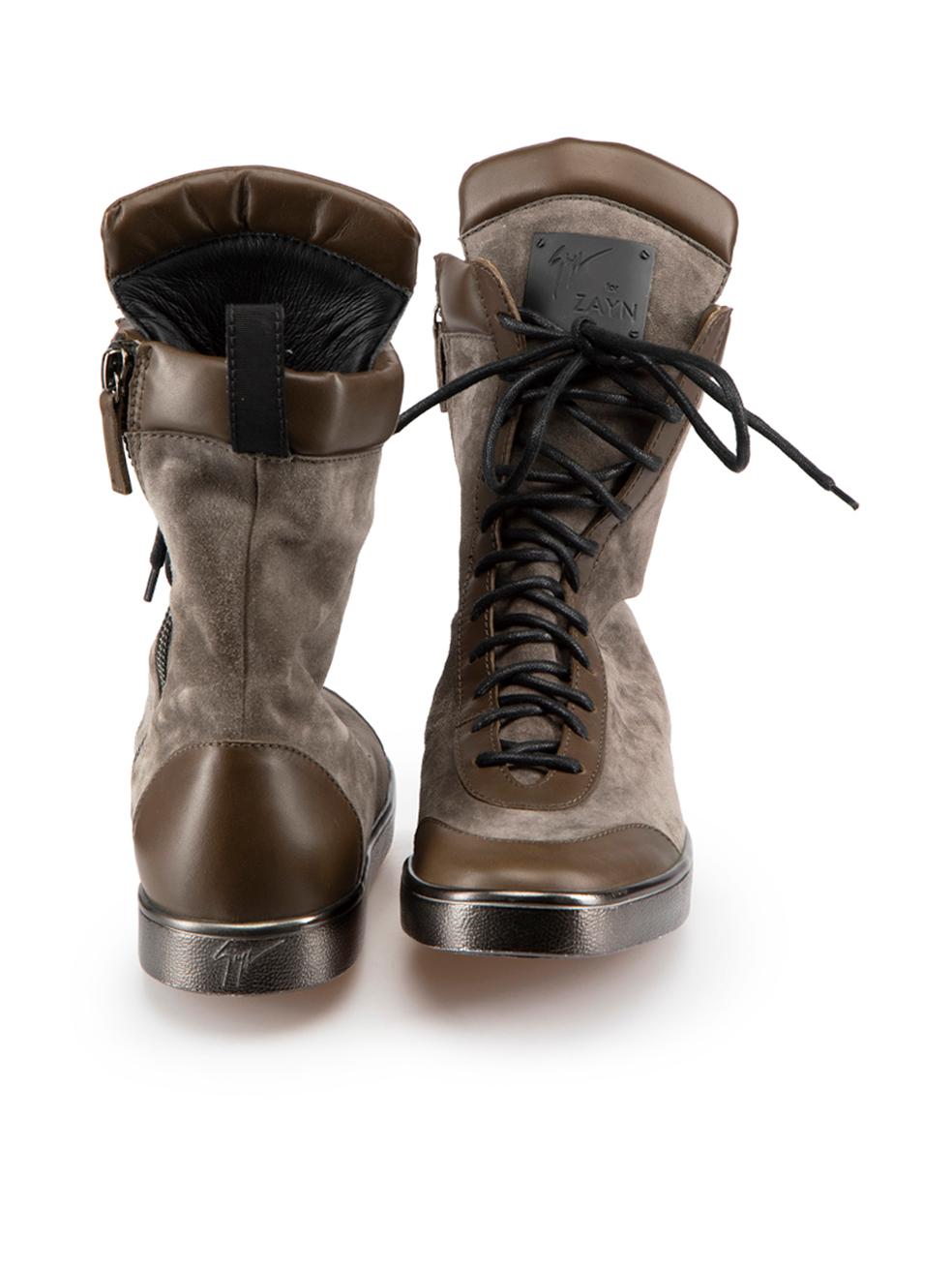 Giuseppe Zanotti Giuseppe Zanotti X Zayn Grey Suede Combat Boots Size IT 40 In Good Condition For Sale In London, GB