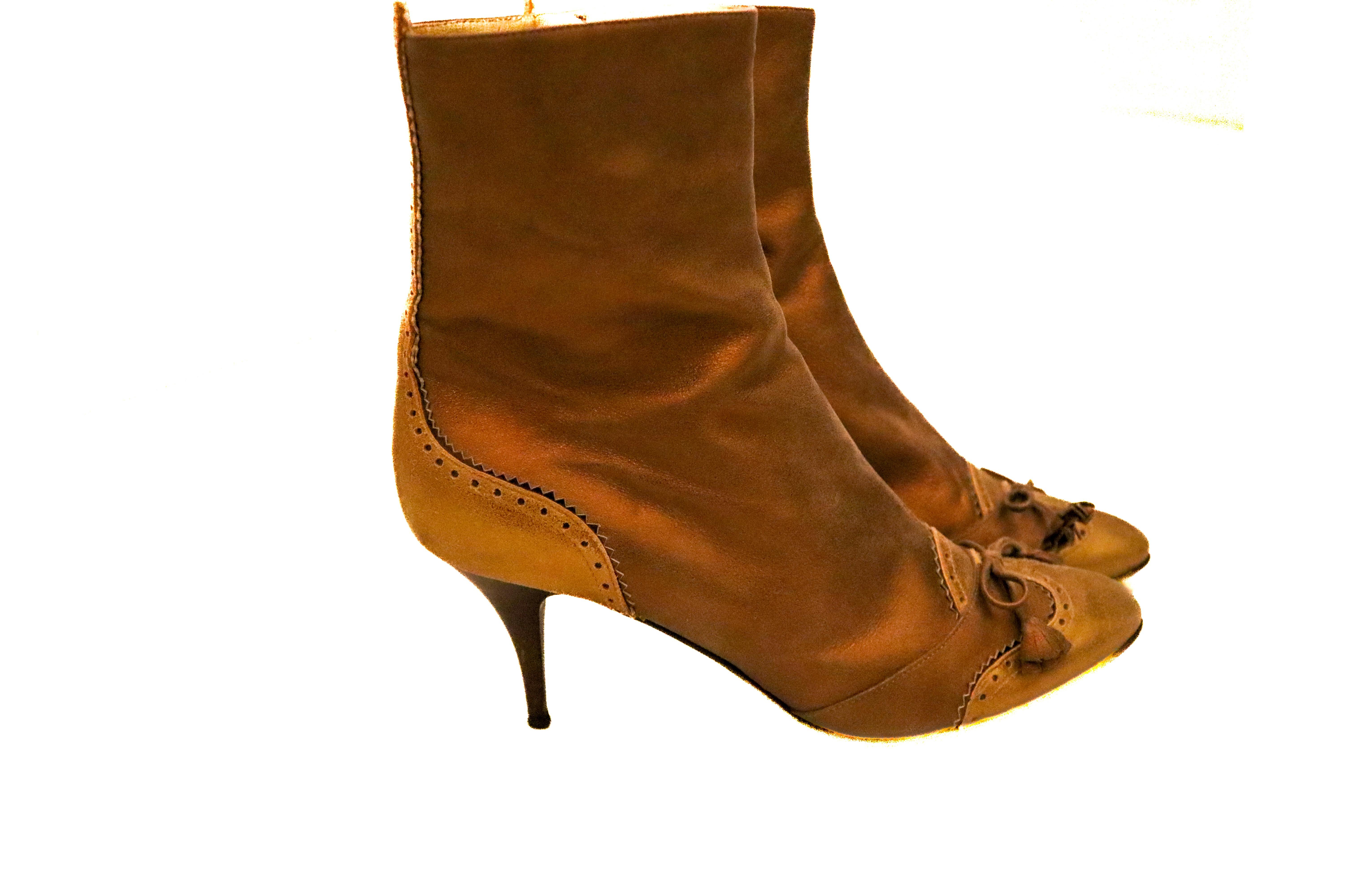 Brown Giuseppe Zanotti Gold leather ankle boots For Sale