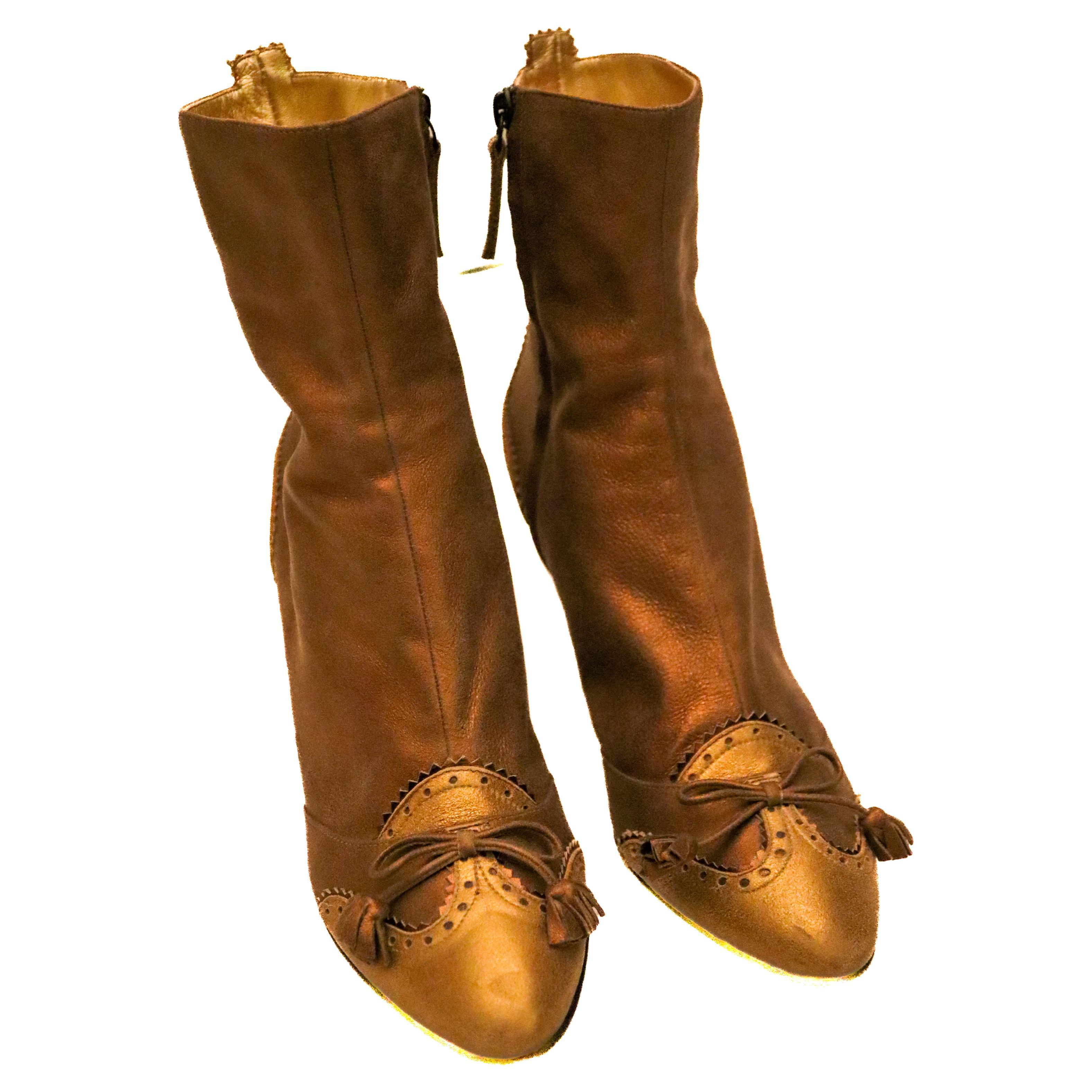 Giuseppe Zanotti Gold leather ankle boots For Sale