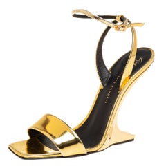 Giuseppe Zanotti Gold Leather Ankle Strap Sandals Size 38
