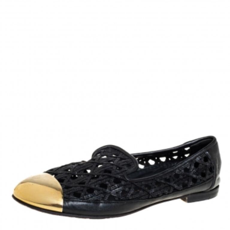 Giuseppe Zanotti Gold Leather Cap Toe  Slip On Loafers Size 37 For Sale 1