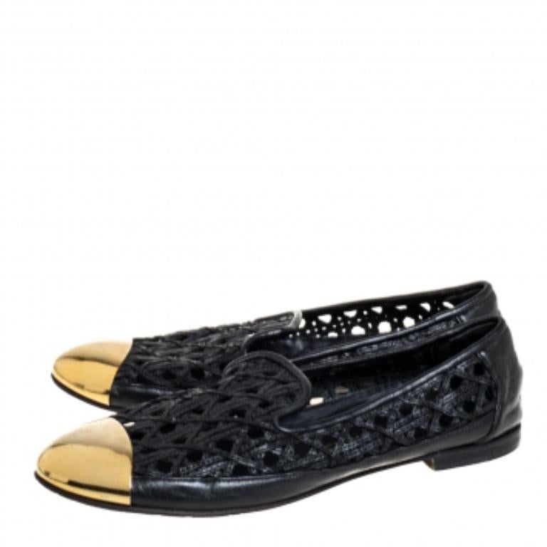 Giuseppe Zanotti Gold Leather Cap Toe  Slip On Loafers Size 37 For Sale 2