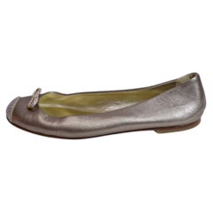 Giuseppe Zanotti Gold Leather Crystal Bow Ballet Flats - EU 36.5