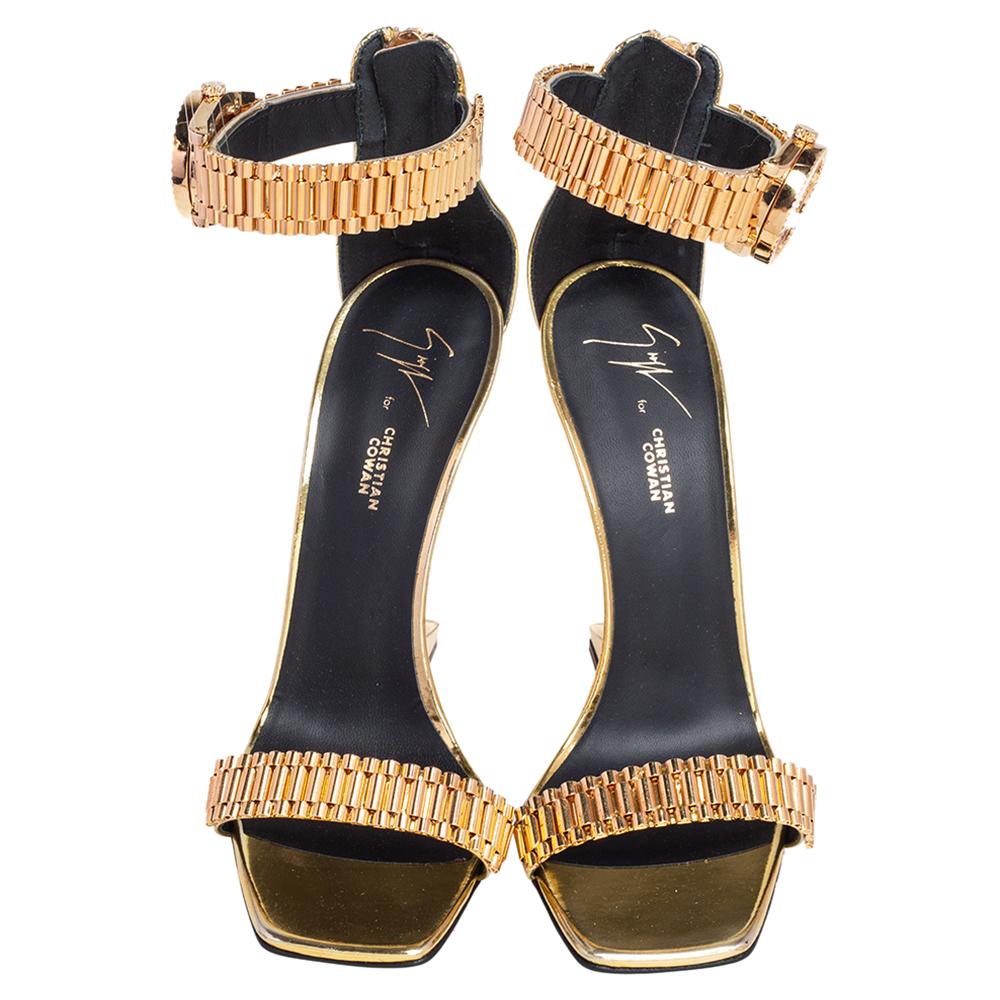 Giuseppe Zanotti Sandalias con correa al tobillo de piel dorada Gzxcowan Talla 37 Oro