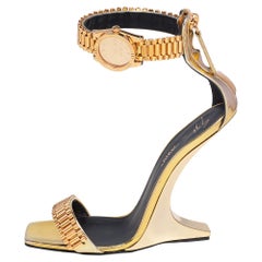 Giuseppe Zanotti Gold Leather Gzxcowan Ankle Strap Sandals Size 37