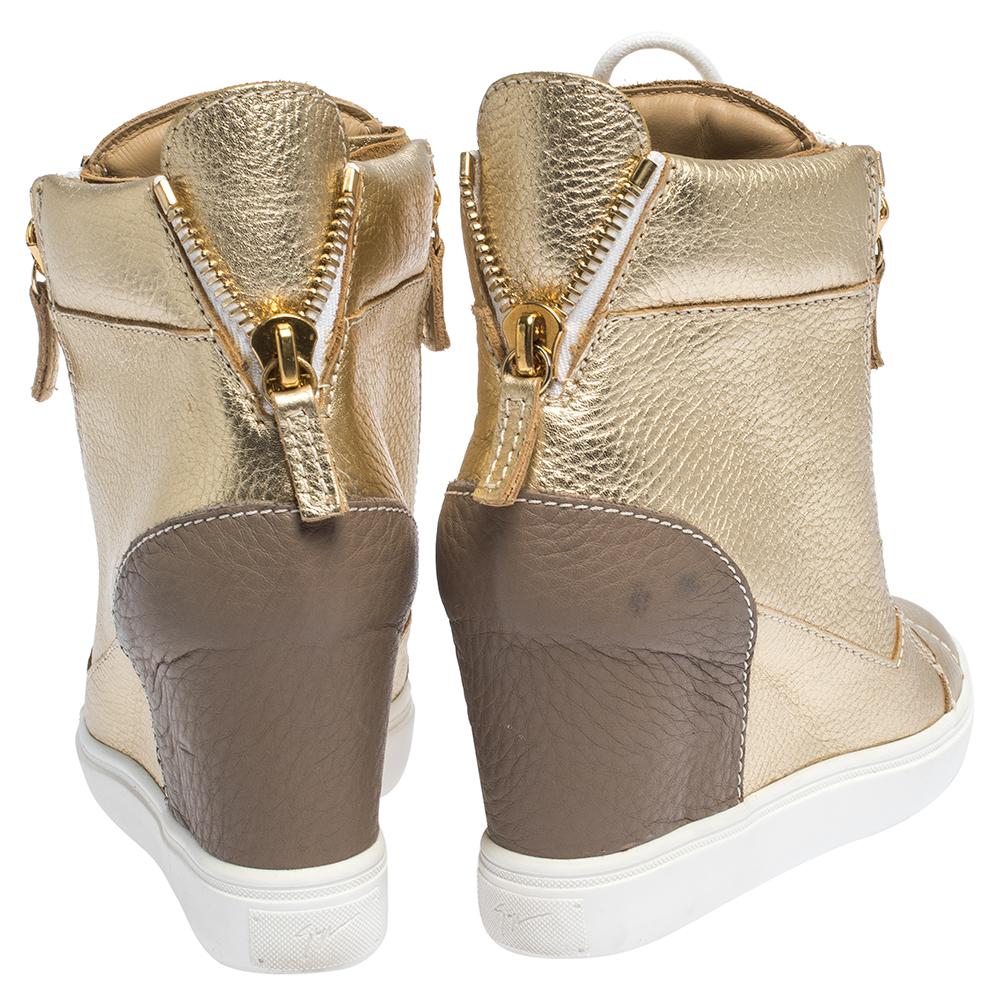 gold wedge sneakers