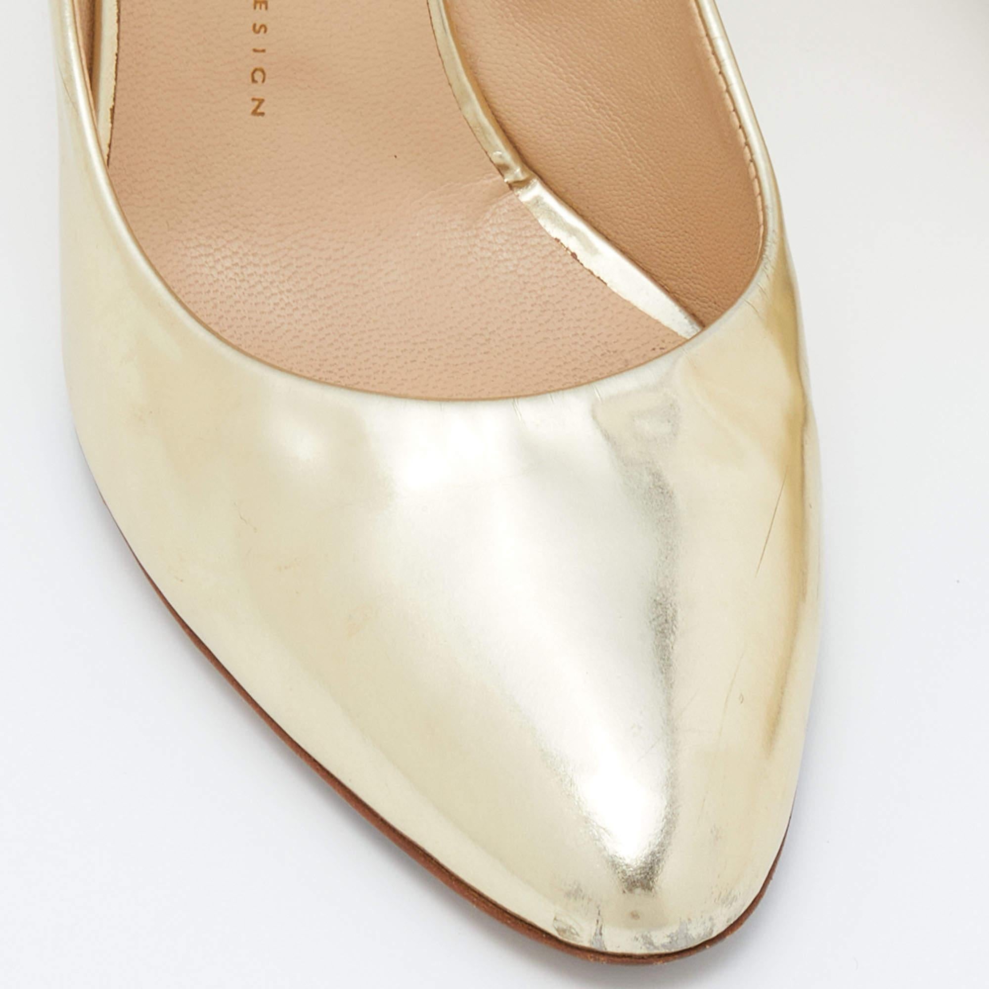 Giuseppe Zanotti Goldfarbene Leder-Pumps mit runder Zehe Größe 40 4