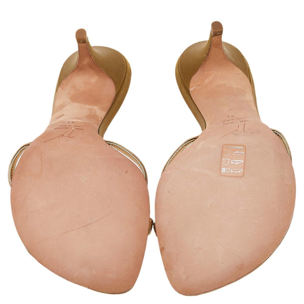 Women's Giuseppe Zanotti Gold Leather Slide Sandals Size 41 For Sale