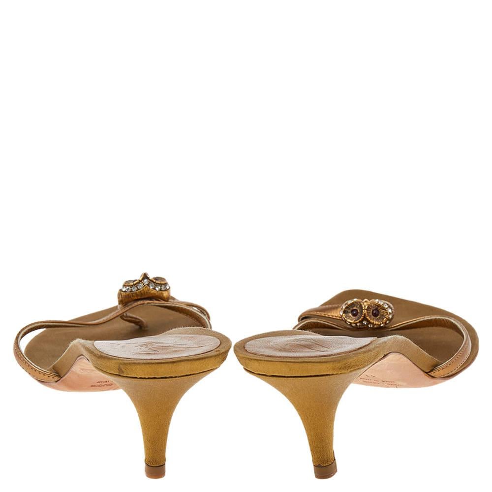 Giuseppe Zanotti Gold Leather Slide Sandals Size 41 For Sale 2