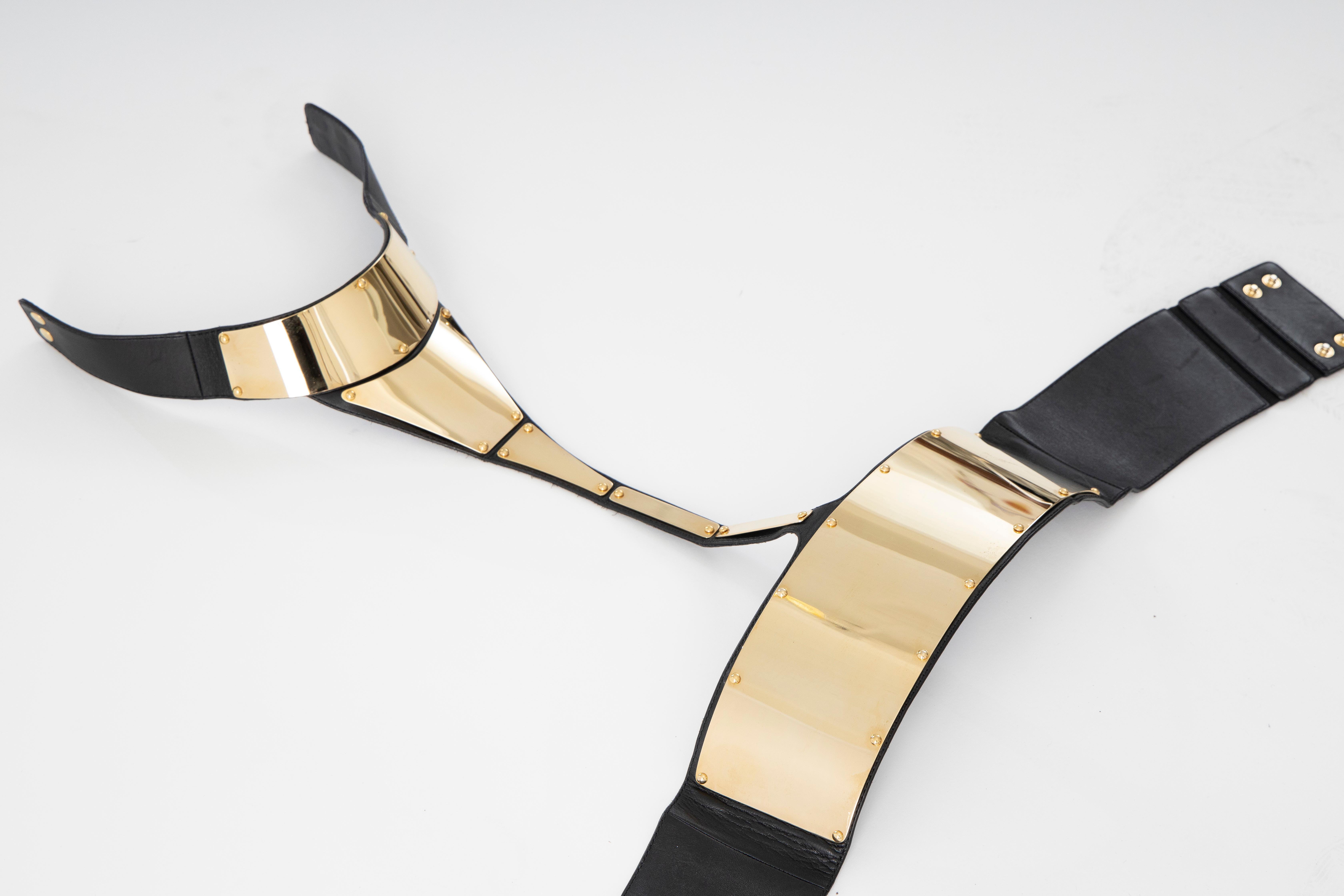 Giuseppe Zanotti Gold Plated Metal Plates & Black Leather Harness, Fall 2011 1
