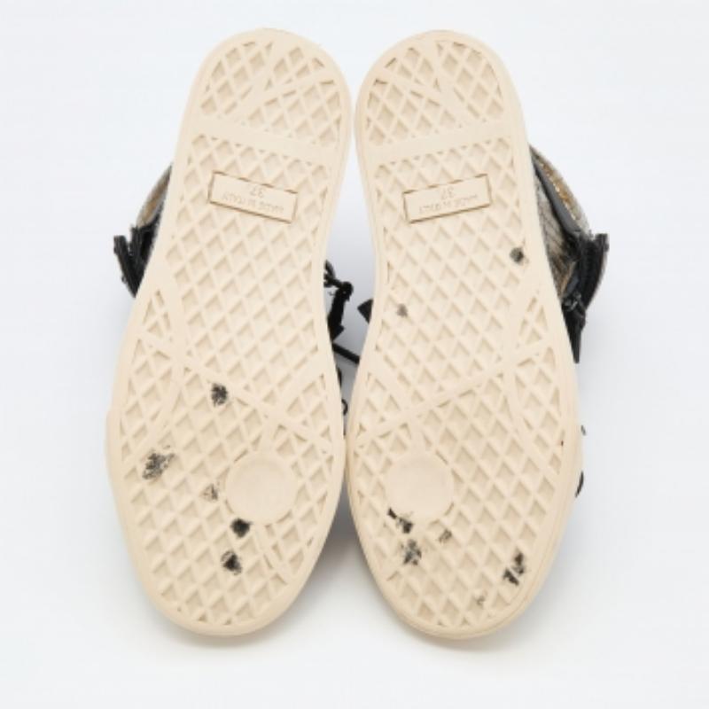 Giuseppe Zanotti - Sneakers alte Coby in pelle goffrata con pitone oro - misura 37 in vendita 3