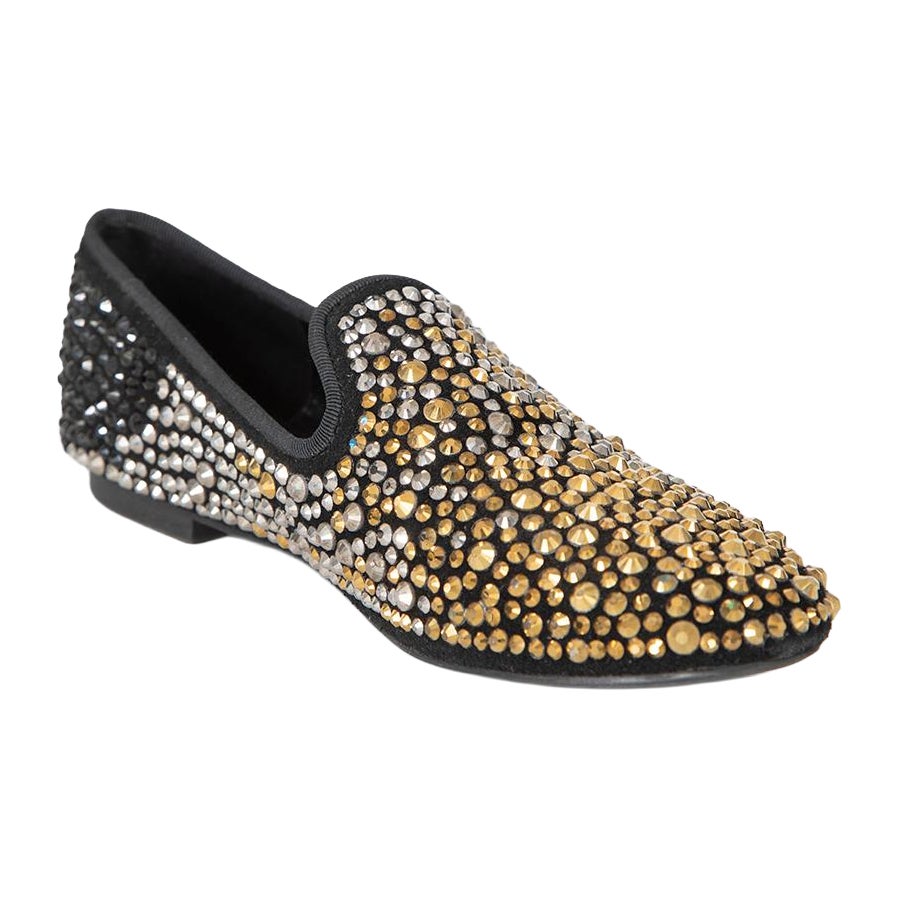 Giuseppe Zanotti Gold 
Silver Embellished Loafers Size IT 36 en venta