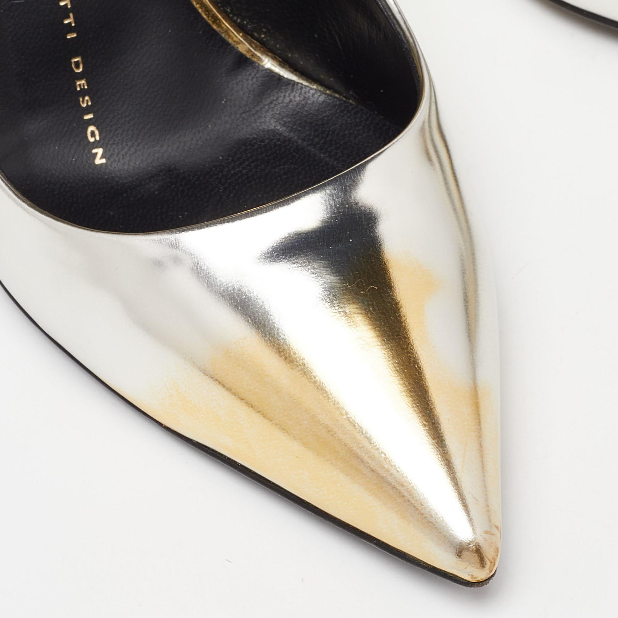 Giuseppe Zanotti Oro/Argento Pelle Punta Punta Pompe Taglia 35 in vendita 2