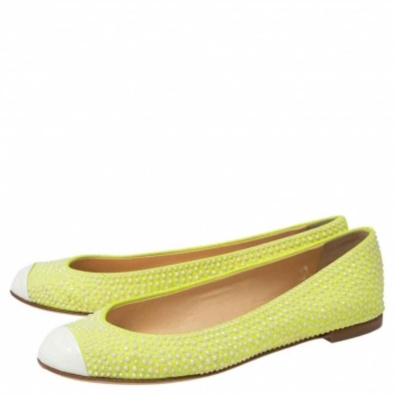 Giallo Giuseppe Zanotti Greene & Greene Crystal Embellished Ballet Flats Taglia 37.5 in vendita