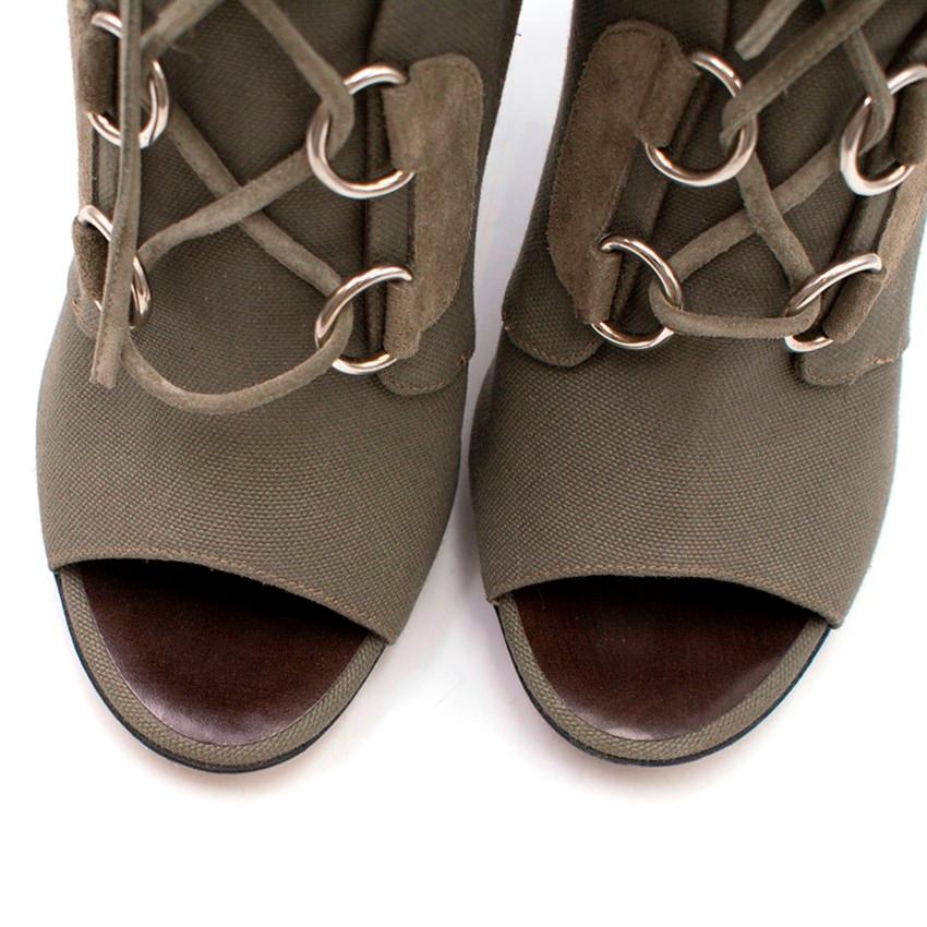 olive green lace up booties