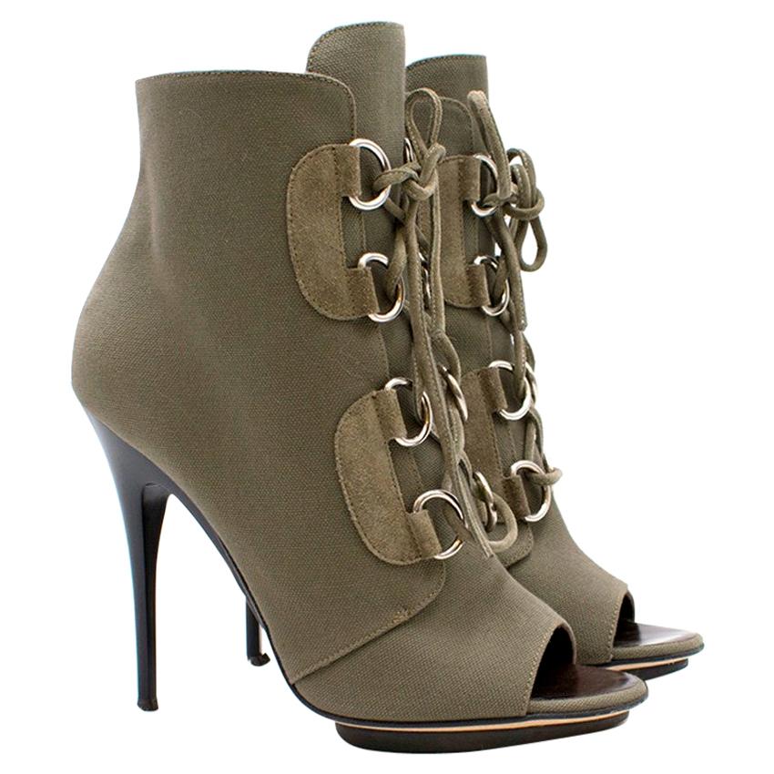 Giuseppe Zanotti Green Lace Up Booties 40 For Sale