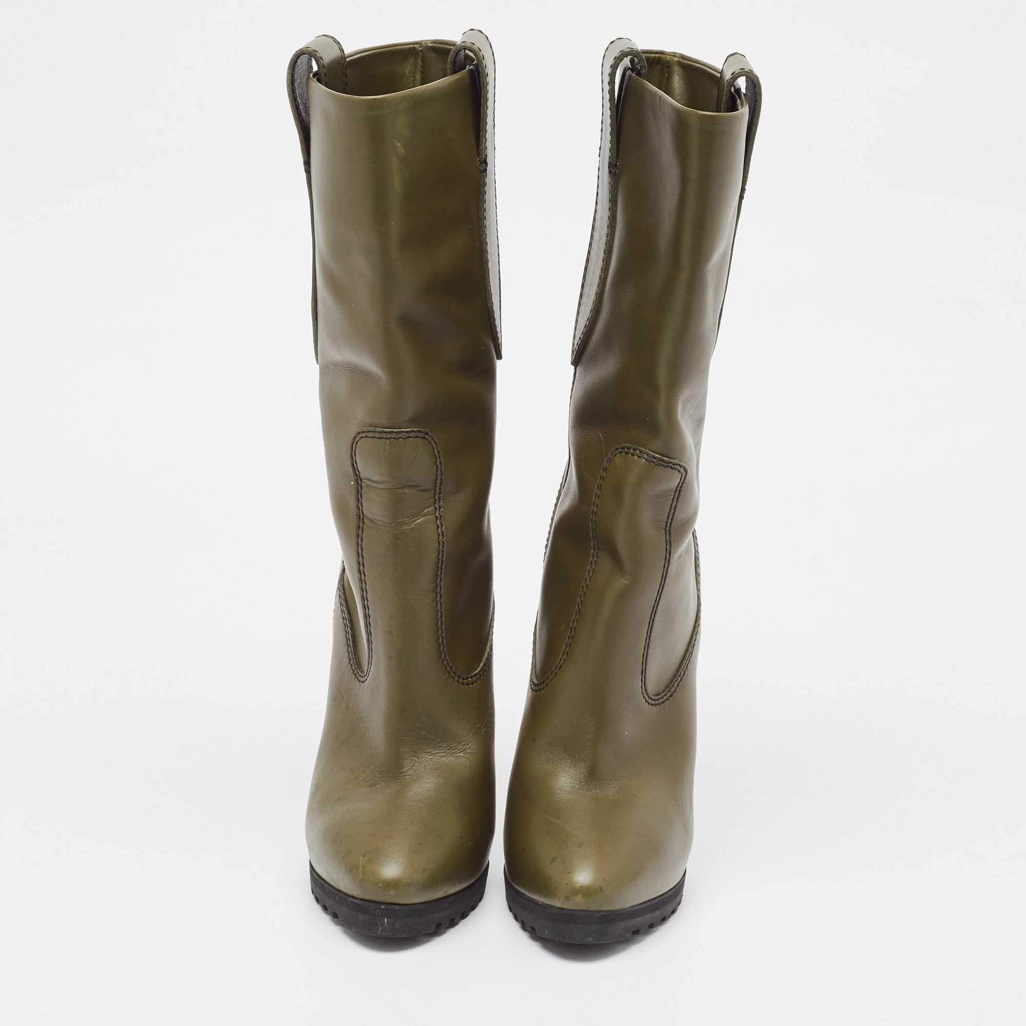 Black Giuseppe Zanotti Green Leather Ankle Boots Size 38 For Sale