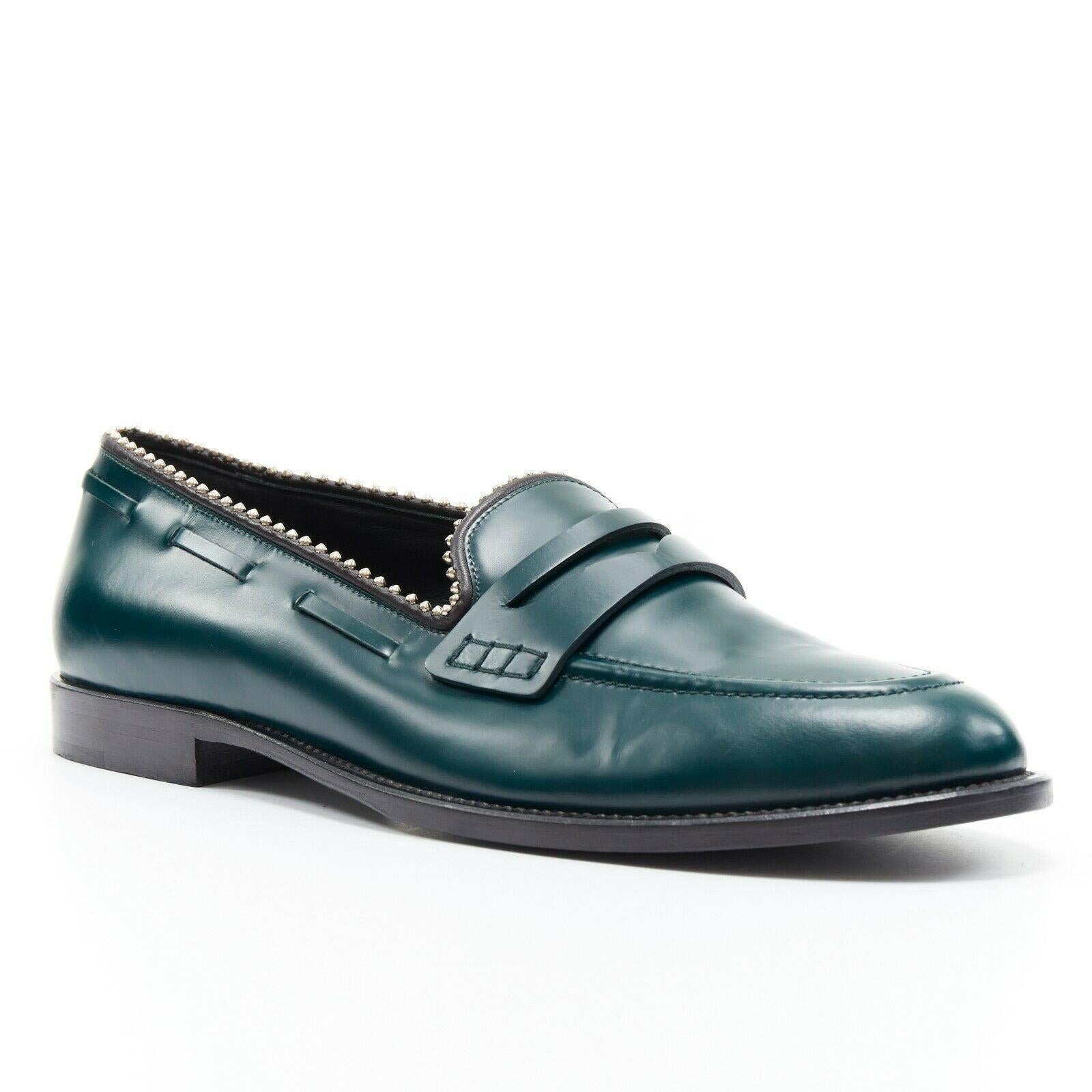 green penny loafers