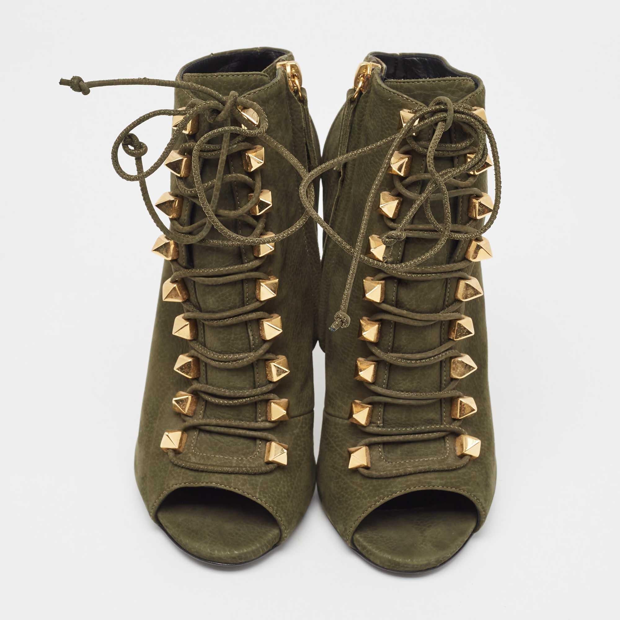 Noir Giuseppe Zanotti - Bottines vertes à nubuck, taille 37,5 en vente