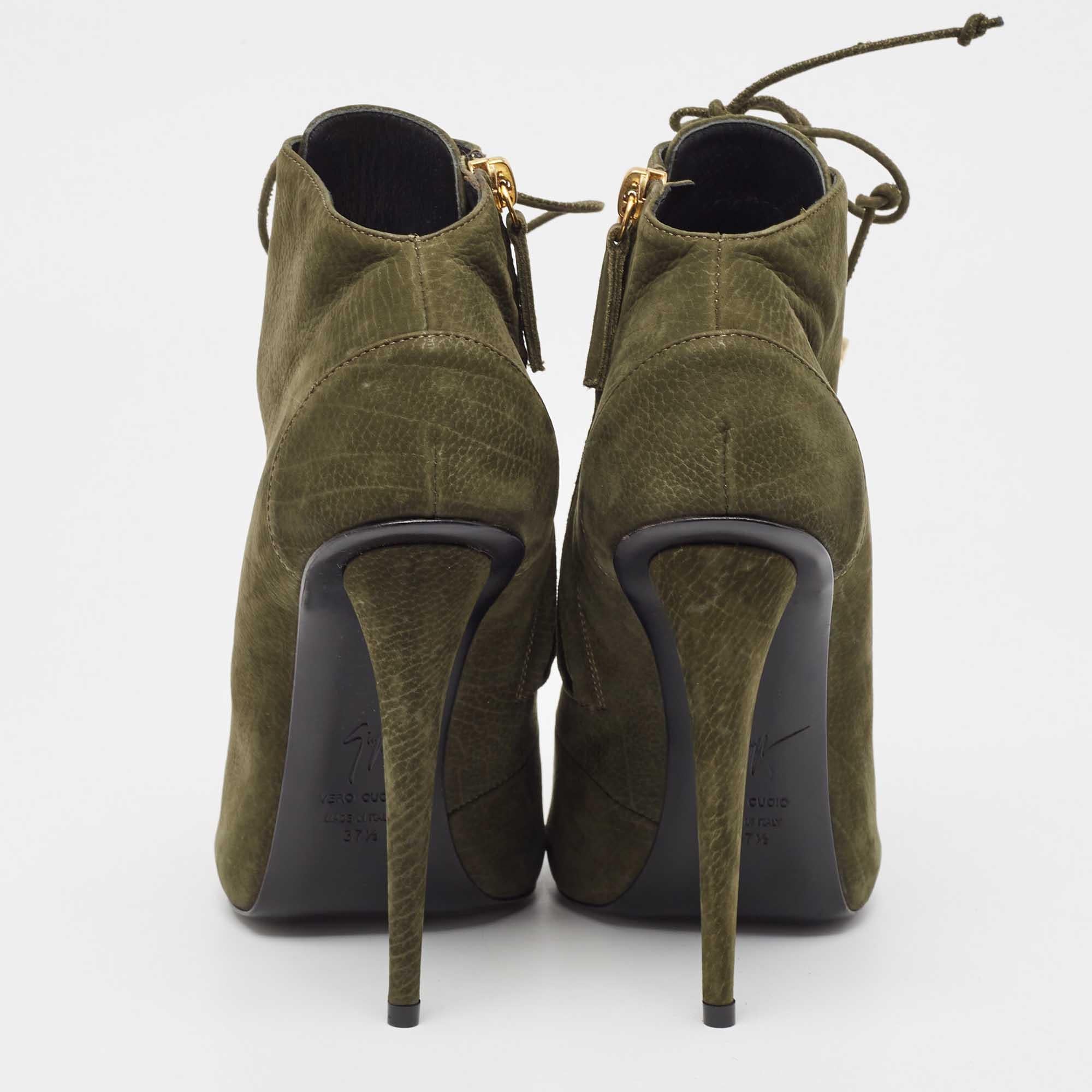 Giuseppe Zanotti - Bottines vertes à nubuck, taille 37,5 Pour femmes en vente