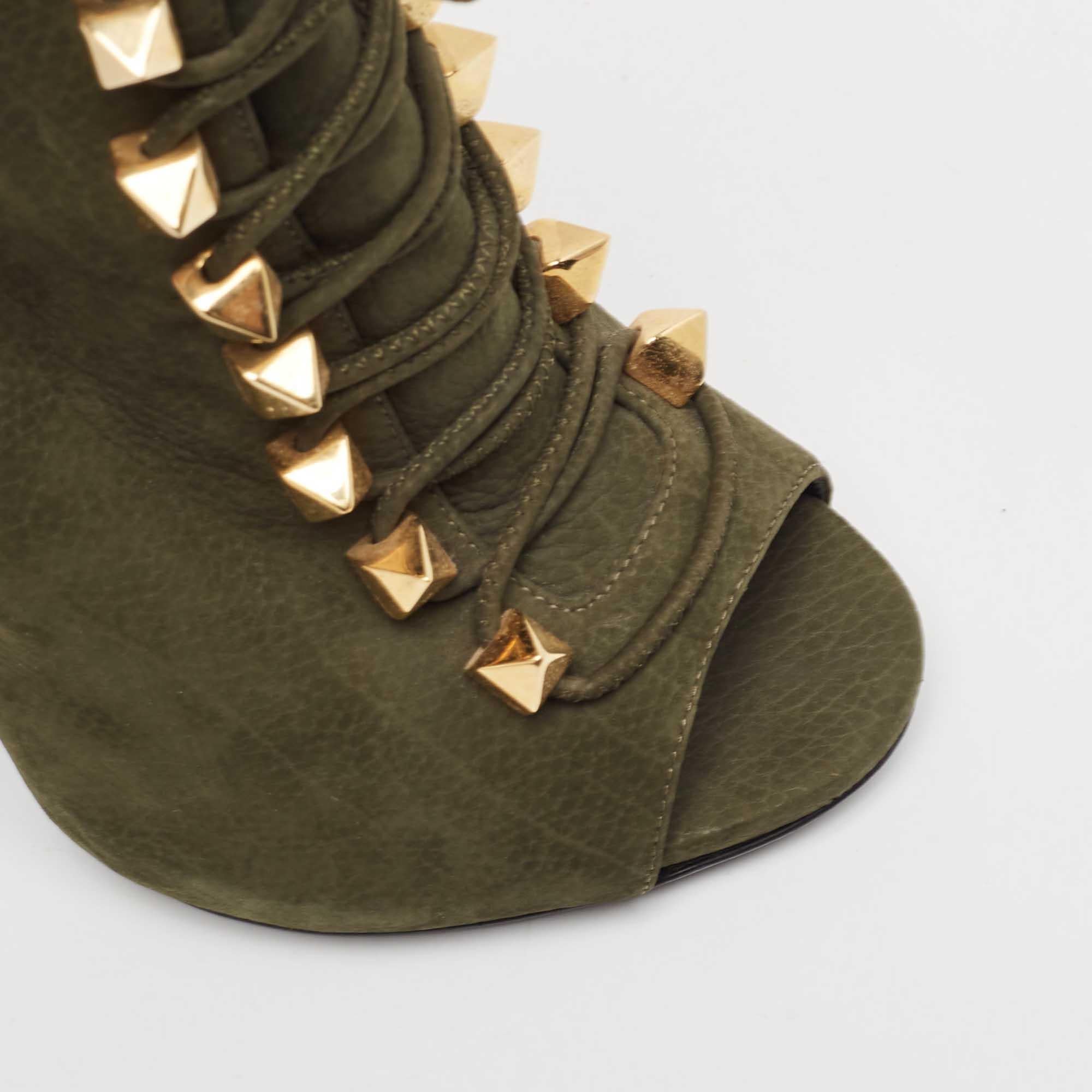 Giuseppe Zanotti - Bottines vertes à nubuck, taille 37,5 en vente 2