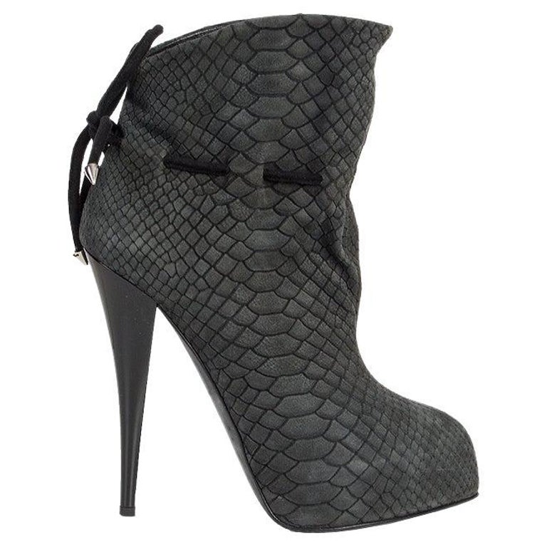 GIUSEPPE ZANOTTI grey FAUX PYTHON leather Ankle Boots Shoes 38 For Sale at  1stDibs