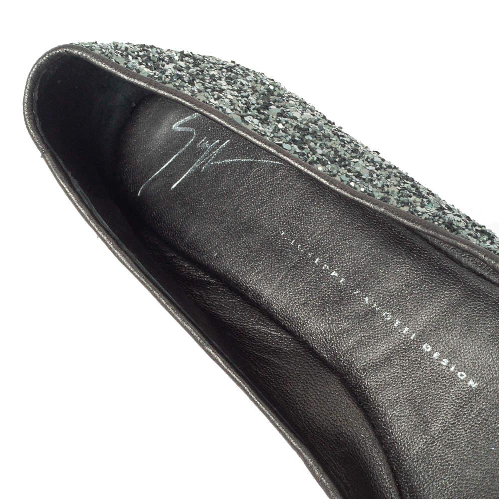 Giuseppe Zanotti Grey Glitter Fabric Cap Toe Ballet Flats Size 35 2