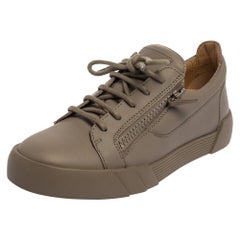 Giuseppe Zanotti Grey Leather Frankie Low Top Sneakers Size 40