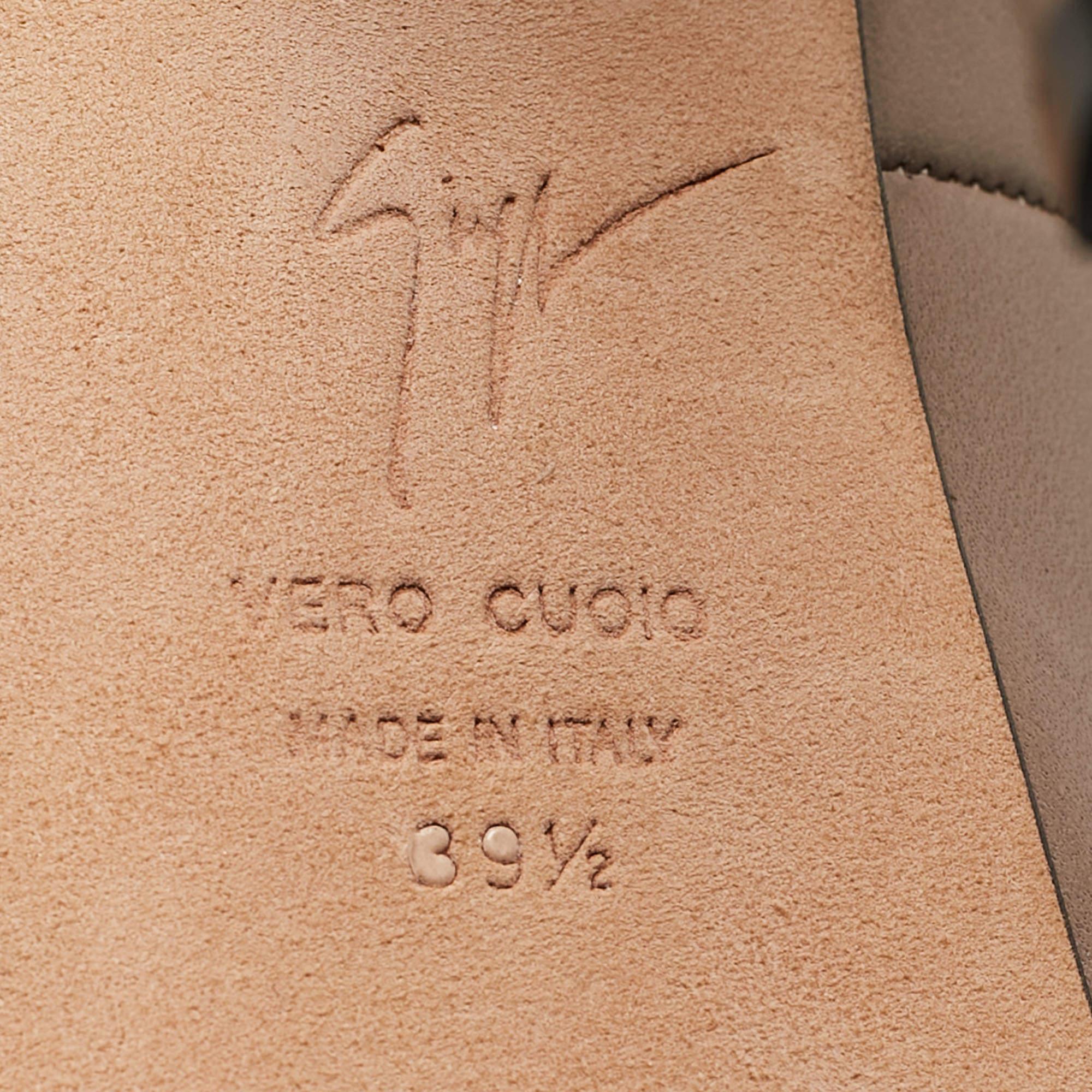 Giuseppe Zanotti Grey Leather Peep Toe Platform Pumps Size 39.5 For Sale 2