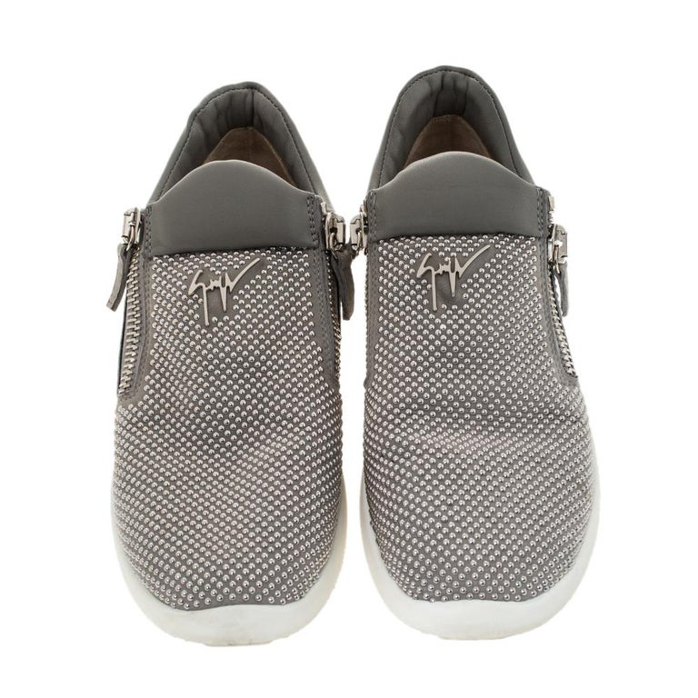 Giuseppe Zanotti Grey Studded Double Zip Slip On Sneakers Size 40 For ...