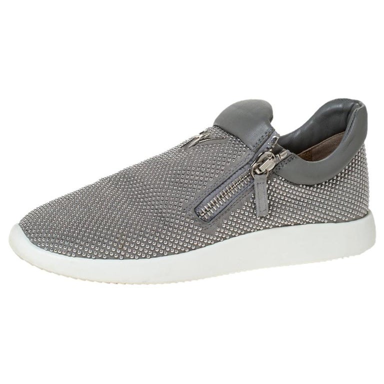 Sammenhængende importere Optimal Giuseppe Zanotti Grey Studded Double Zip Slip On Sneakers Size 40 For Sale  at 1stDibs