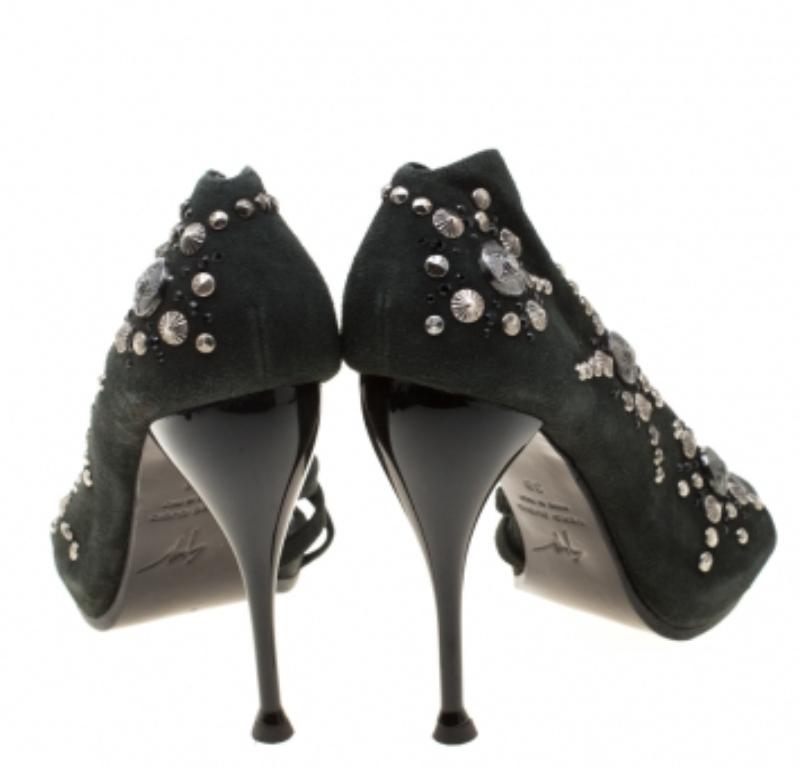Donna Giuseppe Zanotti Sandali in camoscio grigio impreziositi Taglia 39 in vendita