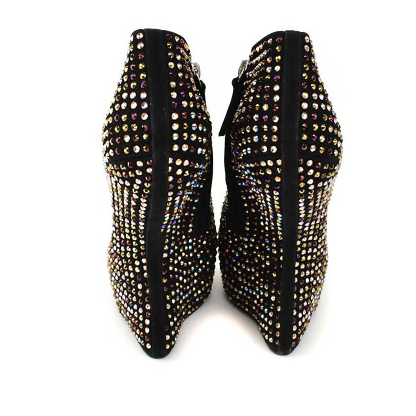 GIUSEPPE ZANOTTI HIGH HEEL WEDGE GAGA bootie with SWAROVSKI CRYSTALS 37 - 7 In New Condition In Montgomery, TX