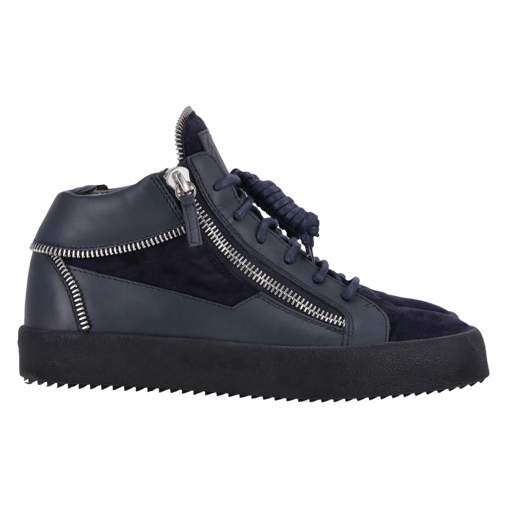 Nero Giuseppe Zanotti - Sneakers alte in pelle in vendita