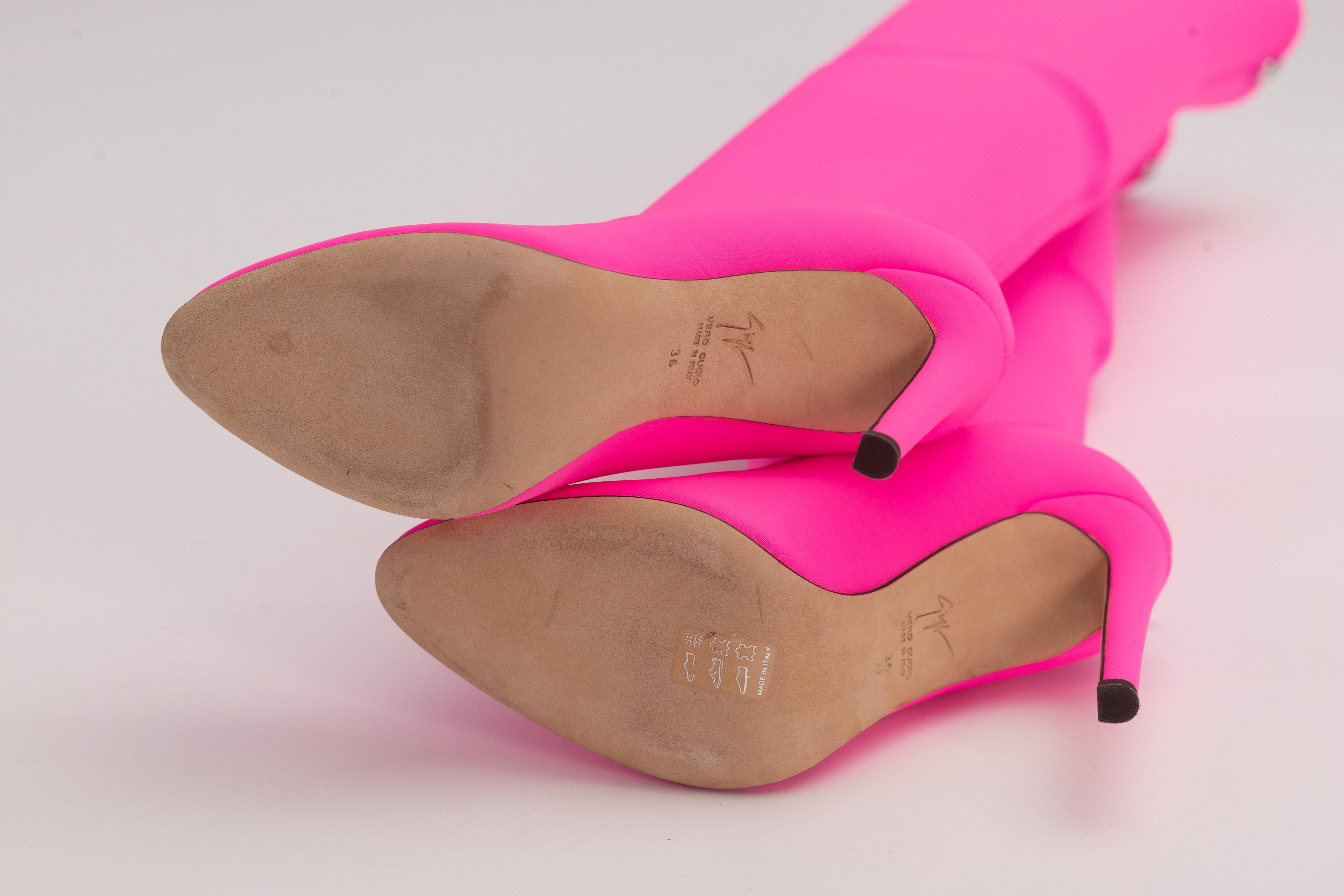 Giuseppe Zanotti Hot Pink Knee High Heeled Boots (EU 36) For Sale 2