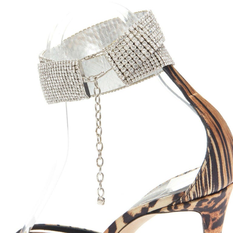 GIUSEPPE ZANOTTI Janell leopard print crystal ankle strap high heel sandal  EU39 at 1stDibs